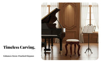 Vintage Design Carved Leg Vanity Seat Multi-Functional Carved Leg Padded Stool Anti-Slip Feet Music Bench Rounded Corners for Piano Players, Musicians, Homeowners, Dressing Room, Bedroom, Home, Entryway