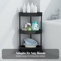 Space-Saving Multi-Tier Rolling Shelf Waterproof Multi-Tier Rolling Utility Trolley Rust-Proof Corner Rack Drainage Holes for Apartment Dwellers, Homeowners, Students, Bathroom, Bedroom, Kitchen, Office