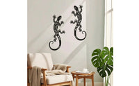 2 Pieces Ornamental Gecko Wall Decor Slim Gecko Sculpture Modern Metal Charming for Patio
