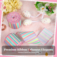Pastel Easter Ribbon Easy to Shape Pastel Wired Ribbon Sturdy for DIY Enthusiasts, Home Decor Enthusiasts, Holiday Decoration, Crafts, Gift Wrapping