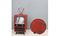 Vintage Television Model with Antenna Decorative Television Ornament with Antennae Collectible Prop for Photography