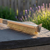 Wooden Handle Copper Wire Brush Screwdriver Included Pizza Brush Hanging Loop Cleaning Tool Narrow Head for Barbecue