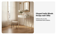 French design Extendable Dressing Table with Side Cabinet Space-Saving Design Makeup Desk Large Storage Capacity Vanity Set Matching Stool for Adults, Teen Girls, Teenagers, Small Spaces, Cloakroom, Apartment, Dorm Room