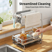 Bathroom Sink Organizer and Drain Rack for General Public, 304 Stainless Steel Tidy Organiser, Versatile Countertop Sponge