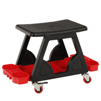 Rolling Automotive Seat Movable Repair Seat Stool with Tool Trays Heavy-Duty Rolling Stool with Tool Trays for Automotive Specialists, Garage