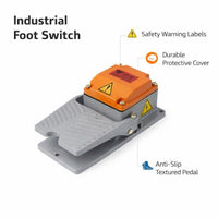 Industrial Momentary Foot Pedal Switch, CE Certified Heavy Duty Aluminum Foot Pedal, Waterproof Aluminum Alloy, 240VAC 15A