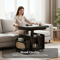 Height-Adjustable Coffee-to-Dining Table Sturdy frame transformable raiseTop Coffee Table Hidden Storage Rounded Corners