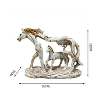 Hollow-out Resin Horse Figurine Textured Base Horse Sculpture Gold Accent Display Piece Rectangular Plinth for Study