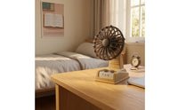 Two-Speed USB Rechargeable Fan Adjustable Tilt Retro Desk Fan Vintage Style Cooling Device Front Knobs for Office, Dorm Room