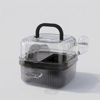 Portable Hamster Cage and Travel Carrier with Built-in Grip, Open Top Hamster Cage Carry Case, Travel Cage Starter Kit with Hamster Wheel