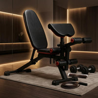 Multifunction Workout Bench Metal Frame Weight Bench with Leg Developer Wide Base for Floor Use