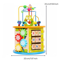Educational Bead Maze Learning Cube Multipurpose Wooden Activity Cube Develops Hand-Eye Coordination for Toddlers, Preschoolers
