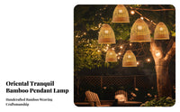 Waterproof Bamboo Woven Drop Light Natural Material Chinese Design Chandelier Decorative Hand-Woven Ceiling Light Easy Installation for Restaurant Owners, Interior Designers, DIY Enthusiasts, Courtyard, Garden, Patio, Dining Room