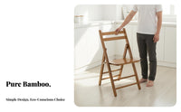Space-Saving Bamboo Backrest Chair Simple Design Foldable Dining Chair Long-Lasting Collapsible Wooden Seat Sturdy for Homeowners, Students, Seniors, Living Room, Balcony, Kitchen, Office