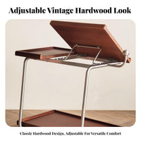 Retro Design Mobile Unit with Storage Multi-Functional Split-Top Rolling Table Space-Saving Household Furniture Lockable Wheels for Apartment Dwellers, Distant Workers, Musicians, Living Room, Small Areas, Bedroom, Home Office