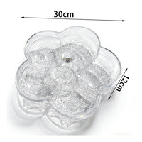 Embossed Flower-Shaped Fruit Tray Domed Lid Lidded Snack Tray Knob Handle Sectional Platter Low-Height