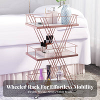 Cosmetics Studio Rolling Cart With Locking Wheels 3-Tier Rolling Cart Mobile Storage Organizer Versatile for Hair Stylists, Spa