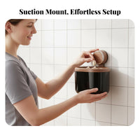 Reusable No Drill Hanging Basket Wide Opening Suction Cup Storage Box for Apartment Dwellers, Home Cooks, Refrigerator Side, Bathroom