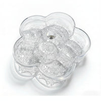 Embossed Flower-Shaped Fruit Tray Domed Lid Lidded Snack Tray Knob Handle Sectional Platter Low-Height