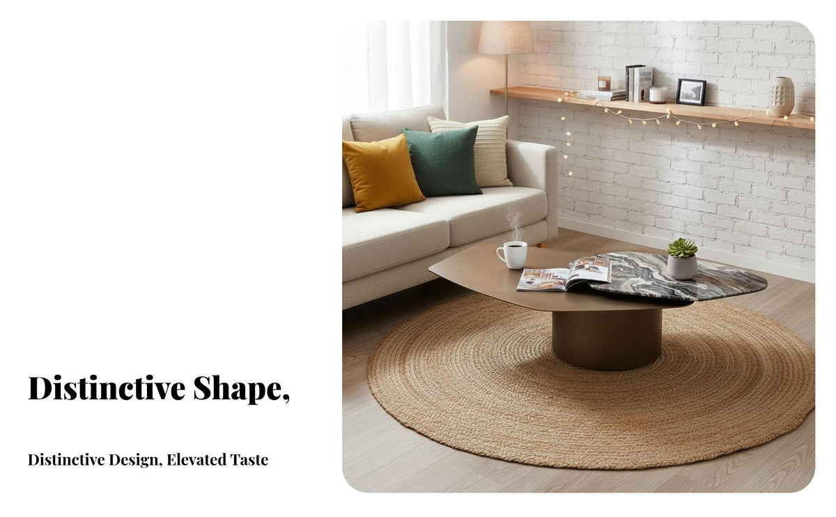 2 Pieces Modern Design Pebble and Round stackableing Tables Minimalist design Living Room Furniture Irregular Shape Coffee Table Set Space-Saving for Apartment Dwellers, Interior Designers, Homeowners, Small Spaces, Lounge Area