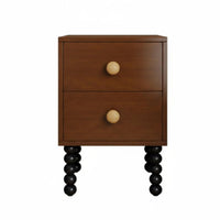 Space-Saving Narrow Nightstand Slim Design Narrow 2-Drawer Cabinet Retro Design Bedroom Furniture Easy Assembly for Small Apartment Dwellers, Students, Homeowners, Hallway, Living Room