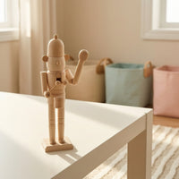 Unfinished Wooden Puppet Paintable Decorative Puppet Movable Wooden Ornament Minimalist for Crafters, Hobbyists