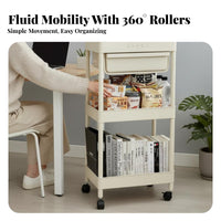 Multi-Tier Rolling Shelf With casters Shelving Unit Space Saving for Dorm Room