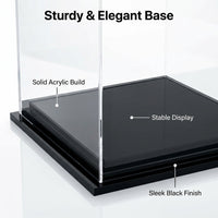 Acrylic Display Cabinets, Clear Figure Display Case 20x20cm, Dustproof Collectible Display Case with Black Base