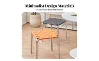 Stackable Woven Top Stacking Stool Light Luxury Design Backless Chair Space-Saving Dining Seat Sturdy Construction for Apartment Dwellers, Interior Decorators, Small Apartments, Kitchen, Living Room, Entryway