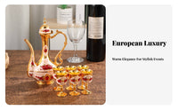 8 Pieces Vintage Metal Drinks Set Decorative European Design Vintage Drink Set Home Decoration for Wedding, Party