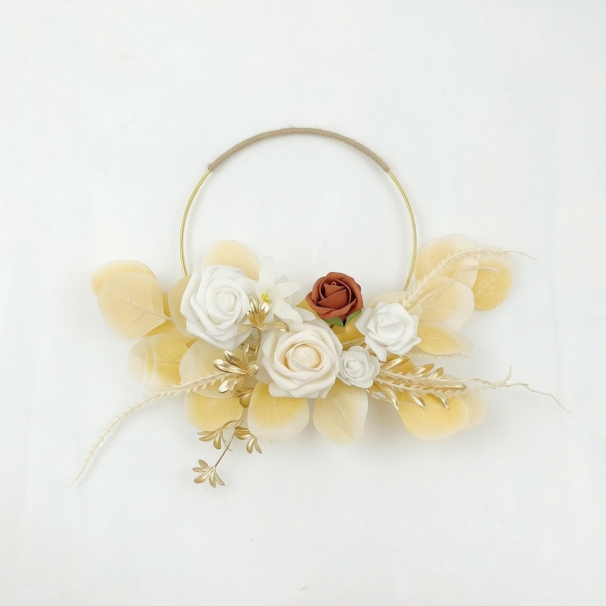 Artificial Flower Hoop Wreath Round Floral Hoop Wreath Lifelike for Home Decor