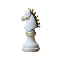 Decorative Chess Piece Figurine with Gold Accents Elegant Chess Figurine with Gold Crown Sculptural Stable for Collectors