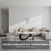 2 Pieces Coffee and End Table Group Minimalist Design Sculptural Table Set Creamy Design Scuff Resistant for Living Room, Study