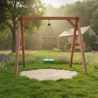Outdoor Swing with Wooden Bar Braided Disc Swing Suspended Indoor for Children, Toddlers, Backyard, Playroom, Daycare