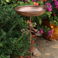 Cast Iron Water Bowl for Birds, 76cm Garden Ornament, Distressed Bronze Outdoor