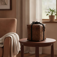Bamboo Storage Box with Lid Handcrafted Storage Box with Lid Vintage Woven Basket for Collectors
