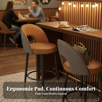 Light Luxury Design rotate Stool with backrestrest Built-in Footrest Bar Chair Stable Pedestal Base Home Furniture Padded Seat and backrest for Homeowners, Business Owners, Adults, Billiard Hall, Kitchen Island, Reception Desk, Restaurant
