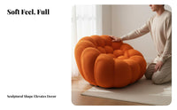 Vacuum Compressed Pumpkin Sofa Breathable Textile Single Lazy Sofa Sturdy and Long-Lasting Pumpkin Accent Chair High-Density Foam for Apartment Dwellers, Young Adults, Homeowners, Bedroom, Reading Nook, Lounge Area, Office