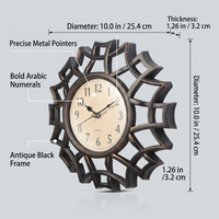 Silent Non-Ticking Battery Operated Wall Clock, Retro Decorative Wall Clock, Living Room Bedroom, Round Shape PVC Dial