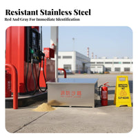 High Visibility Red Fire Sand Box Lidded Design Stainless Steel Fire Box Includes Shovel for Gas Station Personnel, Industrial Workers, Property Managers Plants, Factories, Warehouses, Construction Sites