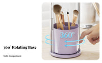 particleprotective Cover Rotating Brush Canister with Lid Compartmented Design Rotating Brush Holder with Lid Space Saving Makeup Organizer Large Capacity for cosmetic aficionados, Women, Dressing Table, vanity table, Desktop, Bathroom Counter
