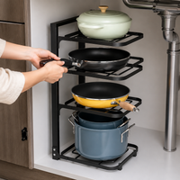 Under-Sink Storage, Carbon Steel Rack, Pot & Pan Cookware Storage, Matte Kitchen Rack