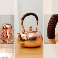Copper Teapot Decorative Teapot with Wrapped Handle Compact Tea Kettle with Wrapped Handle for Collectors