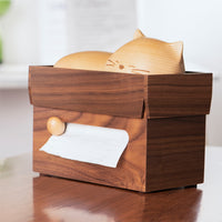 Cat Tissue Box Tabletop Wooden Tissue Box Decorative Home Decor
