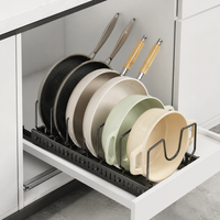 Pot Rack, Under Sink Storage, Frying Pan Rack, 52cm, Stainless Steel, Drawer Type, Adjustable Dividers