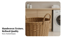 With Handles Wovendesign Plastic Bin Large Capacity Ventilated Plastic Basket Stylish Appearance Laundry Hamper Breathable Design for Families, Homeowners, Students, Bedroom, Bathroom, Dorm Room, Nursery