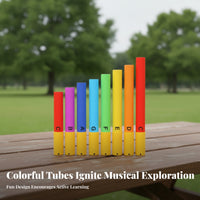 8 Pieces 8-Note Sound Tube Set Colorful Design Tuned Percussion Tubes Color Coded System Diatonic Scale Tubes for Preschoolers, Young Children