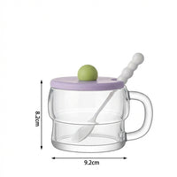 Cereal Bowl, Glass Oatmeal Cup with Lid and Spoon for Breakfast, Yogurt, Oatmeal or Coffee