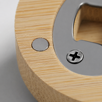 Wall Mounted Bottle Opener, Wooden Home Bar Accessories with, Round 6.5cm Beer Opener for Man Cave, Home