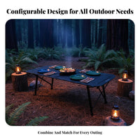 IGT Compatible customizable Camp Desk Foldable space-saving Camp Table Multi-Functional Camping Furniture aesthetic for al fresco diningkers, Backpackers, Outdoors, Campsite, Tailgating, Backyard